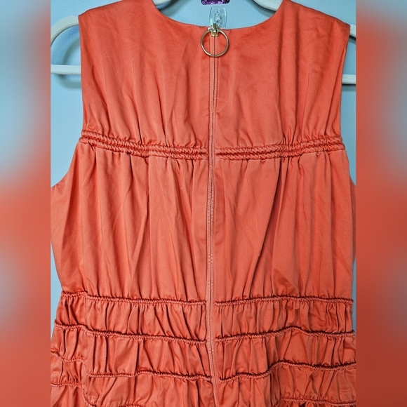 ROKSANDA COLLECTIVE Orange Smocked Waist Maxi Dress, Size 10 - Picture 12 of 17